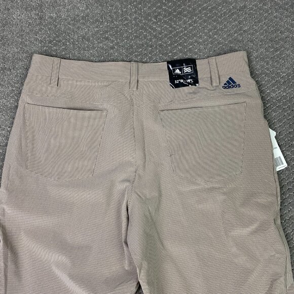 Adidas Golf Pants Men's 32 x 32 Tan Cream Plaid Check Climalite Teflon - Picture 6 of 15